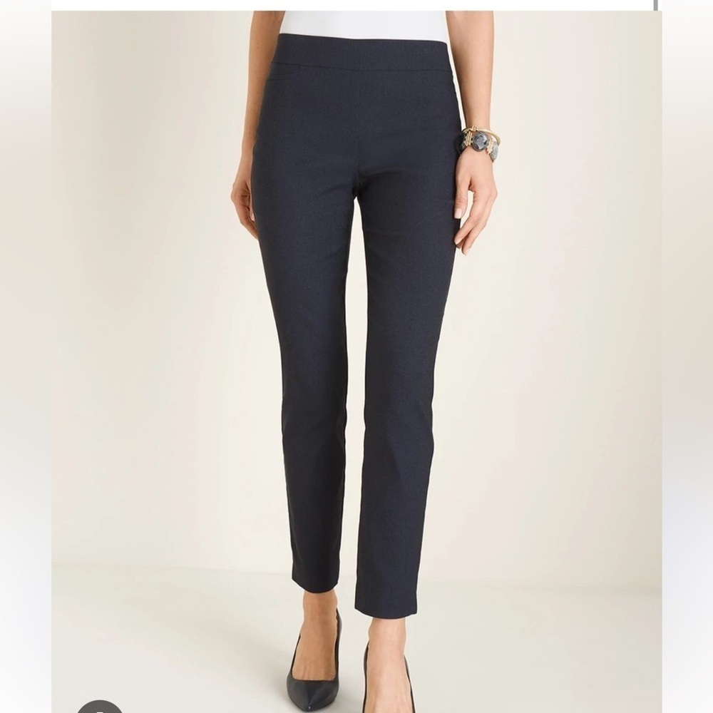 So Slimming by Chico's Pants Womens Crop Ankle Pull On‎ Navy Blue Stretch Sz 0.5